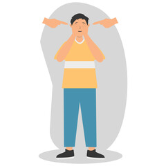 Young People Mental Disorder. Depressed and Frustrated. Flat Cartoon Vector Illustration