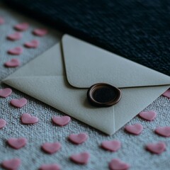 Romantic Sealed Envelope  Pink Hearts  Love Letter  Valentine s Day