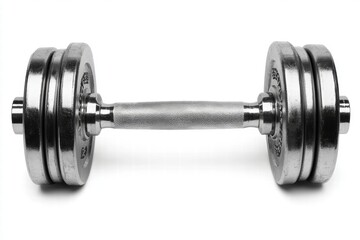 Fototapeta premium Silver Dumbbell Isolated on White Background for Fitness Training