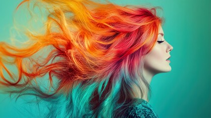 Fototapeta premium Vibrant Rainbow Hair: A Colorful Fashion Statement