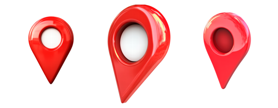 Set of location pin icon isolated on transparent background, PNG