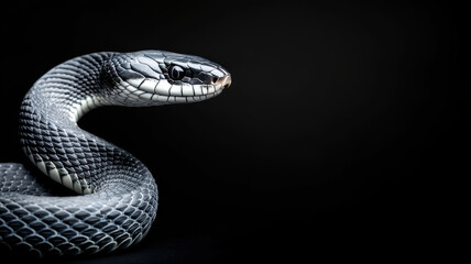 Fototapeta premium The art of year snake concept, shimmering snake with scales that shift between black and white hues