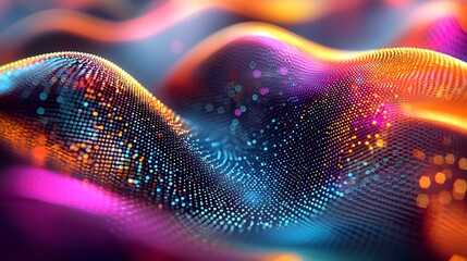 Glowing Digital Matrix Vibrant Tech Web Aesthetic of Interconnected Particles Shapes and Flowing Lines Creating a Futuristic Digital Landscape