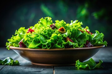 Low-light captures vibrant green lettuce, showcasing healthy eating and nutritious goodness in stunning food photography.
