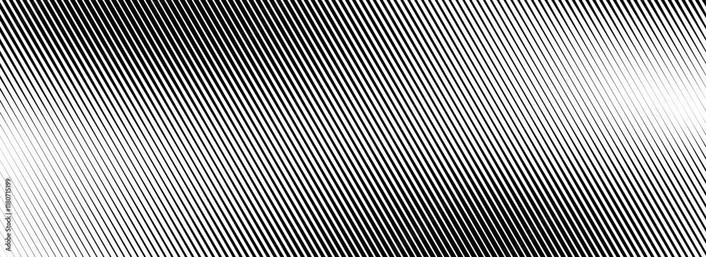 Poster vanishing linear gradient texture. black diagonal stripes gradation background. thin to thick fade s
