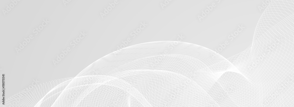 Poster abstract grey wavy line background. silver flowing wave pattern. technology curved undulated stripe 