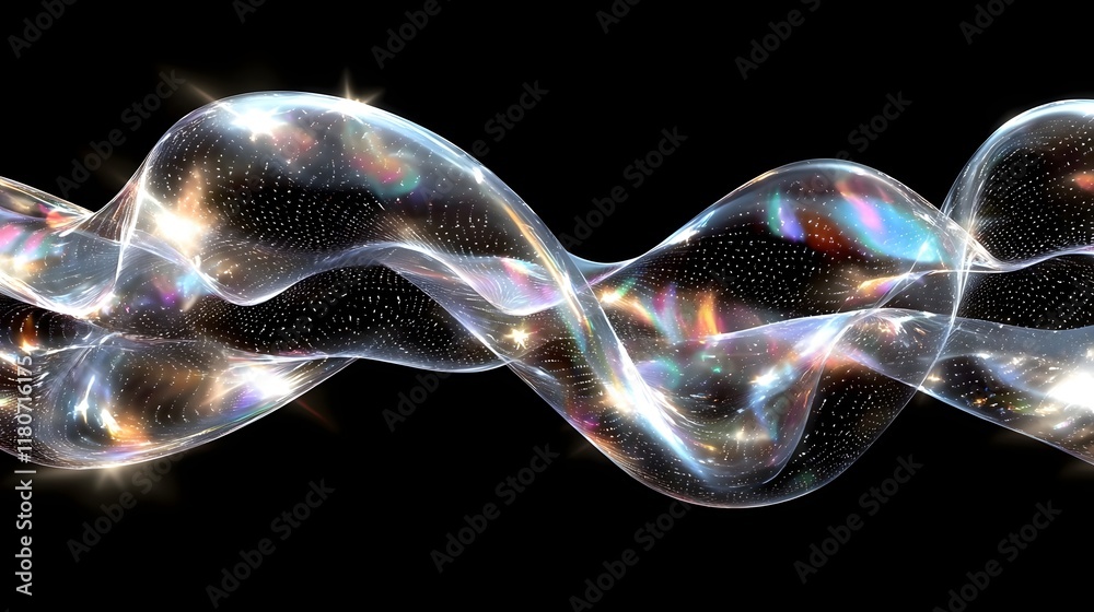 Poster mesmerizing and ethereal holographic patterns with swirling shimmering light reflections create a ca