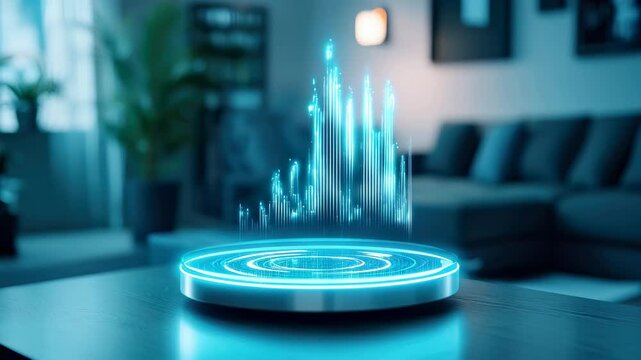 Futuristic Sound Wave Display Modern Living Room Visualization Experience