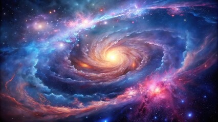 Cosmic Swirl A Vibrant Nebula with a Spectacular Spiral Galaxy Core and Stellar Dust Clouds