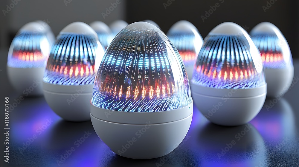 Poster holographic easter eggs embedded with dynamic multicolored prismatic patterns creating a mesmerizing