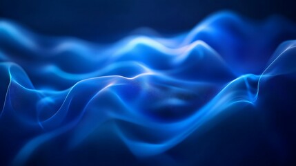 Obraz premium Abstract blue wave background, flowing, dynamic, smooth curves, glowing light, dark backdrop, digital art, vibrant, energy.