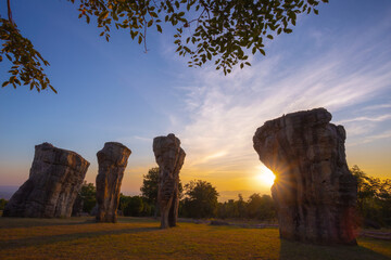 Mor Hin Khao is located in Phu Laen Kha National Park, Mueang District, Chaiyaphum Province. It is a stone pillar and stone column, a naturally occurring sculpture, scattered in various places © Rungsilp