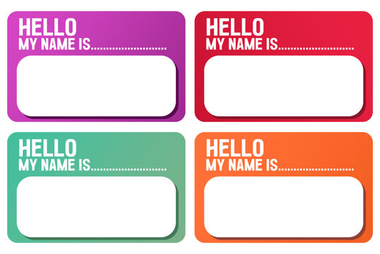 name tag to introduce yourself with the words hello my name