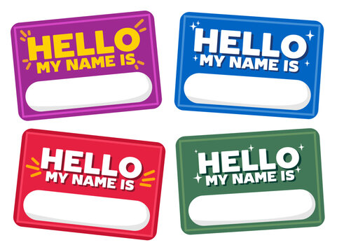 name tag to introduce yourself with the words hello my name
