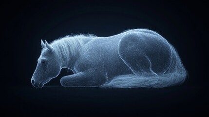 Fototapeta premium Wireframe horse resting on dark background.
