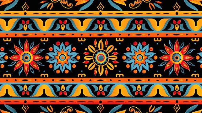 mexican folk art seamless pattern wallpaper