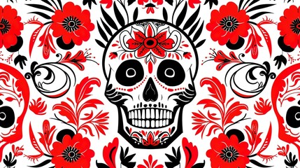 Fototapeta premium mexican folk art seamless pattern wallpaper
