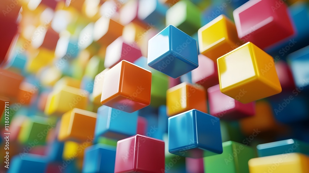 Poster vibrant and dynamic 3d cube formations in vivid color schemes for striking backdrops and artworks fl