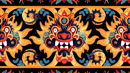 Fototapeta premium mexican folk art seamless pattern wallpaper