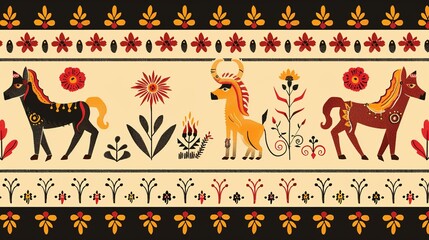 mexican folk art seamless pattern wallpaper