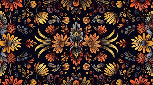 mexican folk art seamless pattern wallpaper