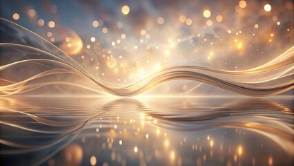 Obraz premium Abstract Golden Wave Reflecting on Calm Water with Glowing Lights