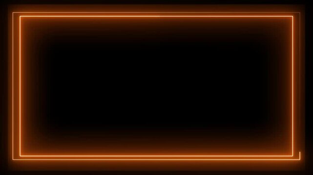 Abstract Glowing Neon light frame rectangle. Abstract glowing neon rectangle border frame. 