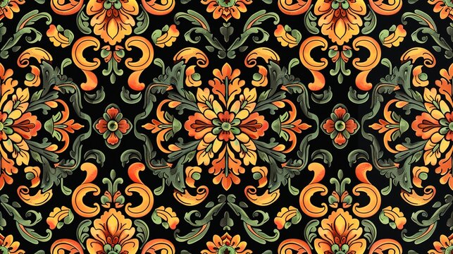 mexican folk art seamless pattern wallpaper