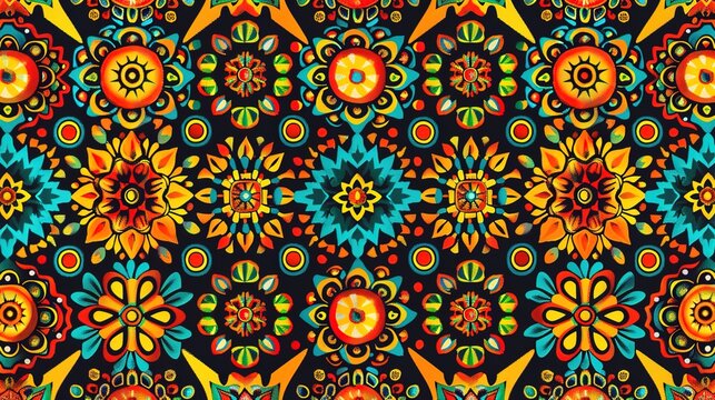 mexican folk art seamless pattern wallpaper