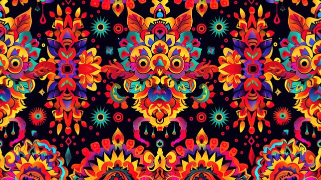 mexican folk art seamless pattern wallpaper