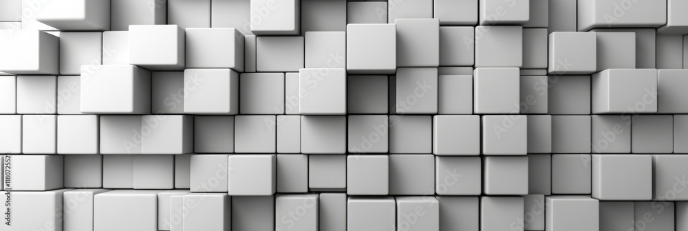 Poster abstract 3d rendering of white cubes: a textured background