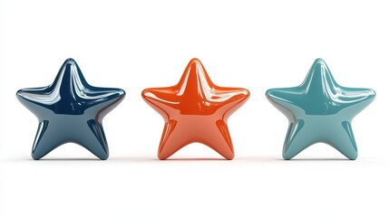 Obraz premium Three stars are shown in different colors, with one being blue, one being orange