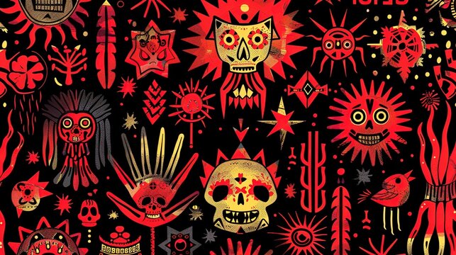 mexican folk art seamless pattern wallpaper