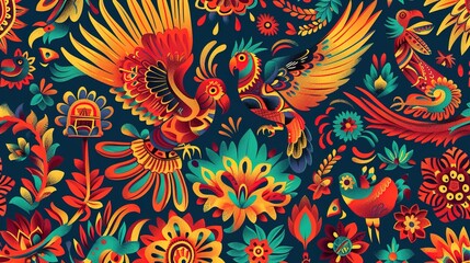 mexican folk art seamless pattern wallpaper