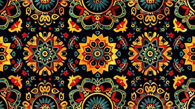 mexican folk art seamless pattern wallpaper