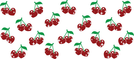 Cute Cherry Heart set illustration. Valentine Vector cliparts