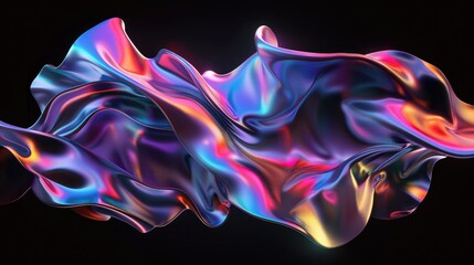 rendering of colorful abstract fluid shapes.Lines background with dark blue colors.