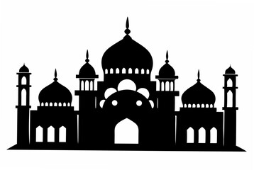  mosque silhouette vector illustration and white background