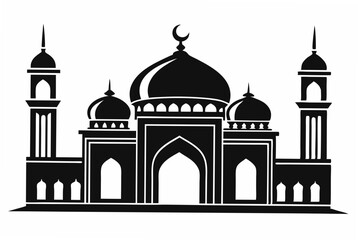  mosque silhouette vector illustration and white background