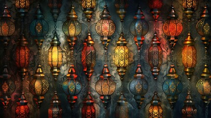 Fototapeta premium moroccan lantern seamless pattern wallpaper