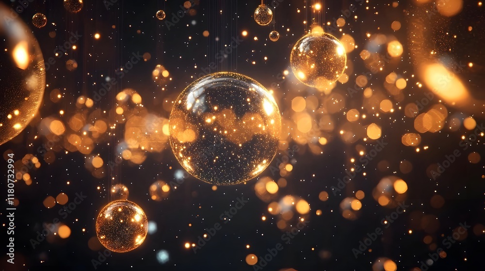 Poster mesmerizing sci fi backdrop with glowing digital orbs and sparkling particles an abstract futuristic