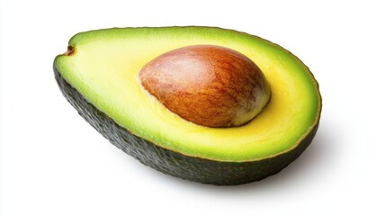 Fresh Half Avocado with Seed on White Background for Healthy Eating