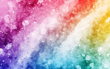 Obraz premium Multicolor watercolor rainbow splash artwork with vibrant gradient from purple to blue and orange to yellow on white textured paper background