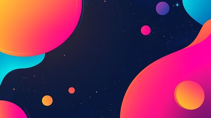 Abstract Cosmic Gradient Background With Planets