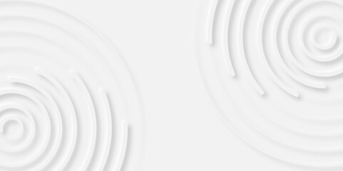 Fototapeta premium Abstract white circle shape geometric line background. abstract seamless modern white and gray color technology concept geometric circle vector background neomorphism style poster, banner design.