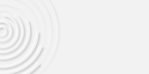 Abstract white circle shape geometric line background. abstract seamless modern white and gray color technology concept geometric circle vector background neomorphism style poster, banner design.