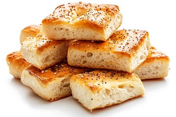 Pieces of fresh toast bread on white background