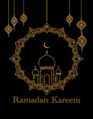 Printable pattern for wall decorations, covers, wallpapers, greeting cards on the occasion of a Muslim holiday. Ramadan . Oil painting