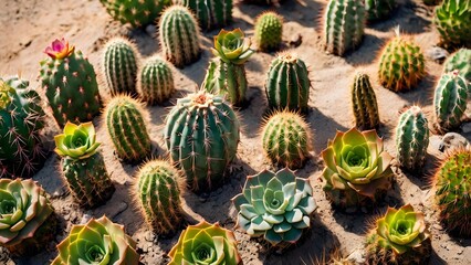 Obraz premium Minimalist cactus pattern celebrating nature,