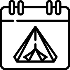 Camping agenda calendar icon. Personal organizer, daily checklist management, containing date, timetable, weekly schedule, agenda. Editable stroke.